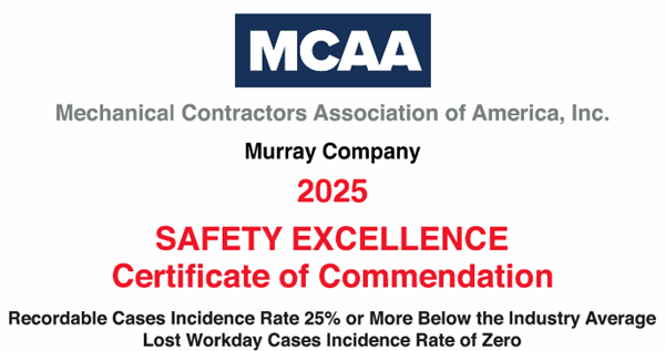 Murray Company Receives Another Safety Award… MCAA Says, “Your commitment to safety is commendable…”